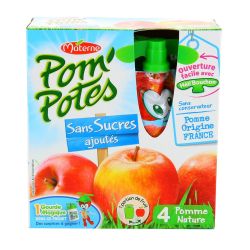 Pom'Potes Compotes En Gourde Pomme Sans Sucres Ajoutés : Les 4 Gourdes De 90 G