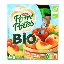 Pom'Potes Compotes Pomme Pêche & Brugnon Sans Sucre Ajouté : Bio Les 4Pots De 90G