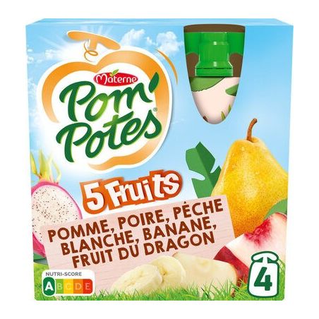 Pom'Potes Pp Ssa 5 Fruits Blancs 4X90G