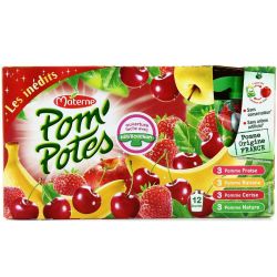 Pom'Potes Gourdes Pomme Fraise Banane Cerise Sans Conservateur : Les 12 De 90 G