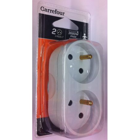 Carrefour Biplite 2X16A Droite Blanc