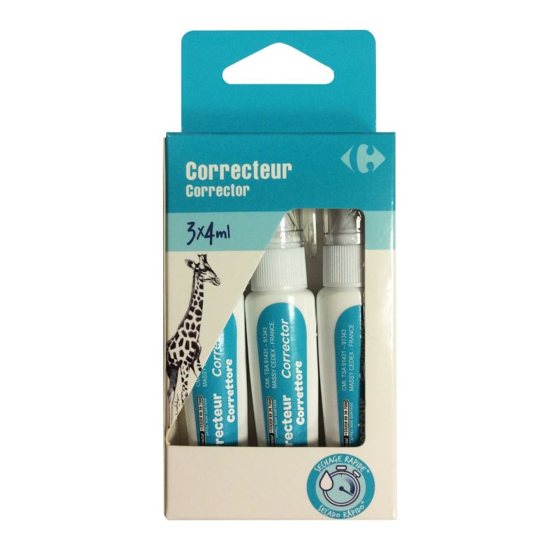 Carrefour 3 Mini Stylo De Correction 4Ml Crf