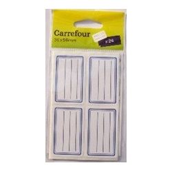Carrefour 24 Étiquettes Adhésives 36X56Mm Blue Lines - Crf