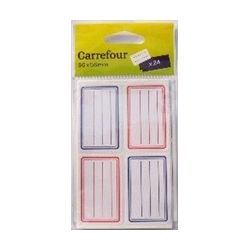 Carrefour 24 Étiquettes Adhésives 36X56Mm Lignes Bleues Et Rouges - Crf
