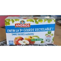 Andros 12X90G Compote Pomme Nature Sans Sucres Ajoutés