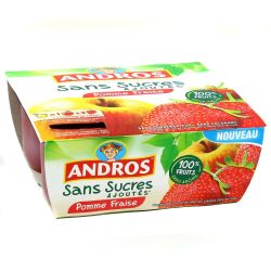 Andros 4X100G Compote Pomme Fraise Sans Sucres Ajoutés