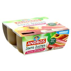 Andros 4X100G Compote Pomme Rhubarbe Sans Sucres Ajoutés