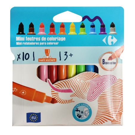 Carrefour 10 Mini Feutres Ultralavables Crf