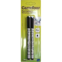 Carrefour 2 Marqueurs Noirs Pointe M Crf