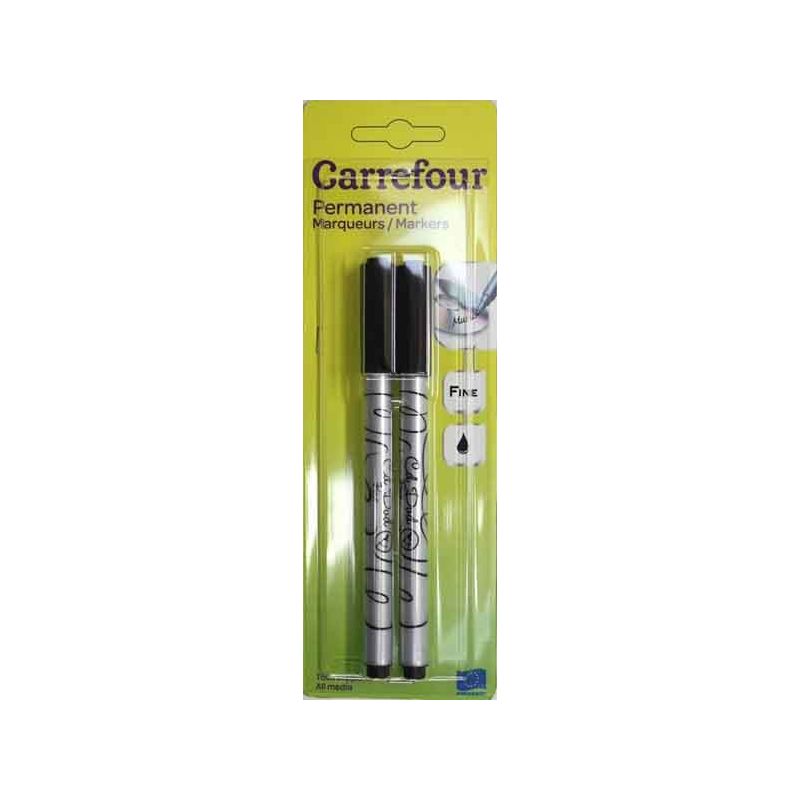 Carrefour 2 Marqueurs Noirs Pointe M Crf
