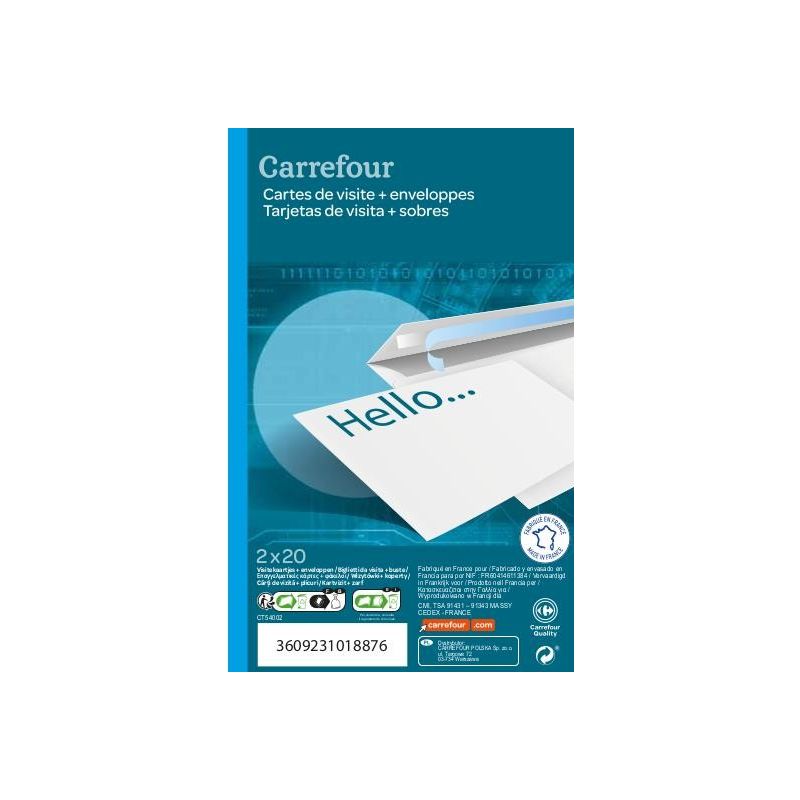 Carrefour Pack 20 Carte De Visite + Enveloppes - Crf