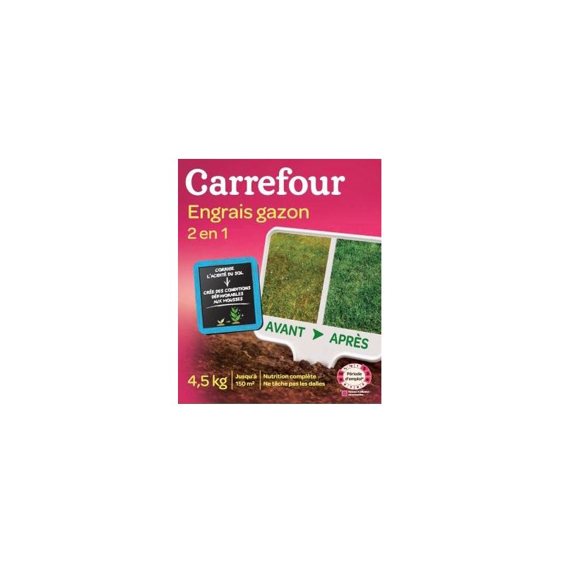 Carrefour Engrais À Gazon 2 Action 4,5Kg - Crf
