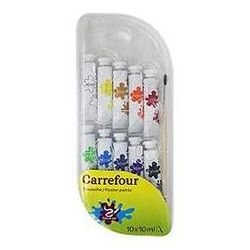 Carrefour X10 Gouaches 10 Tubes De Ml + Pinceau Crf