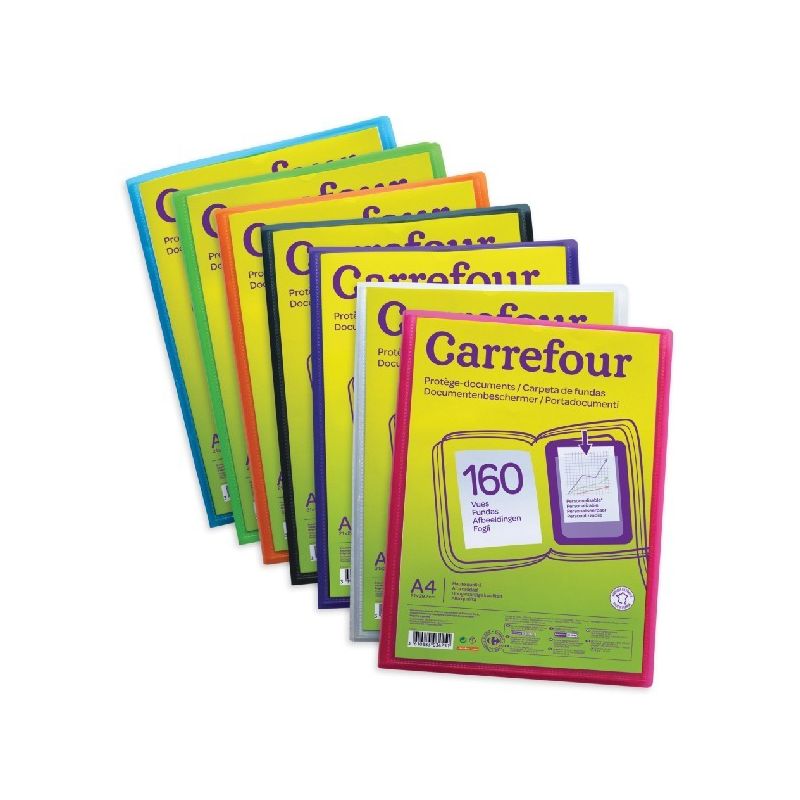 Carrefour Protège-Documents A4 80 Pochettes Coloris Assortis Crf