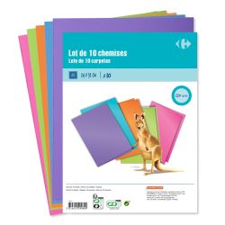 Carrefour 10 Chemise Dossier Carte 170G 24X32Cm Crf