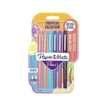 Paper Mate Feutre Flair Tropical : Le Paquet 6 Feutres